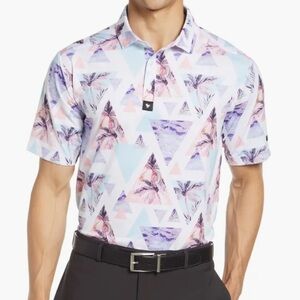 Bad Birdie “Cali Print Stretch Golf Polo” Size Small Excellent Condition!